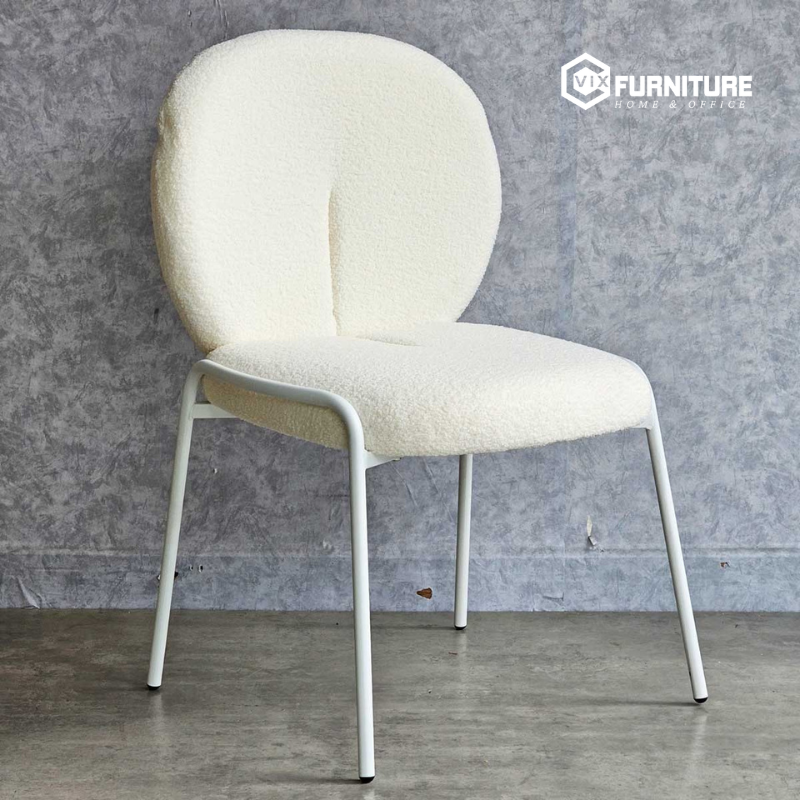 Faux Sheepskin Fabric Chair with Powder-Coated Legs VFCF753