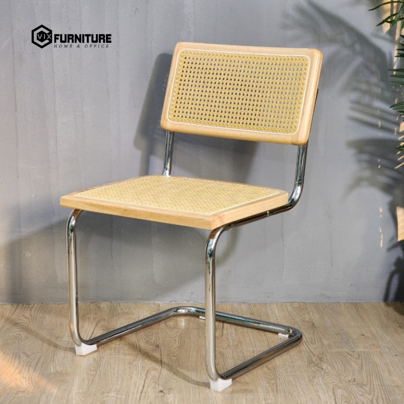 Wood Frame Rattan Back Cushioned Chair VFCF655