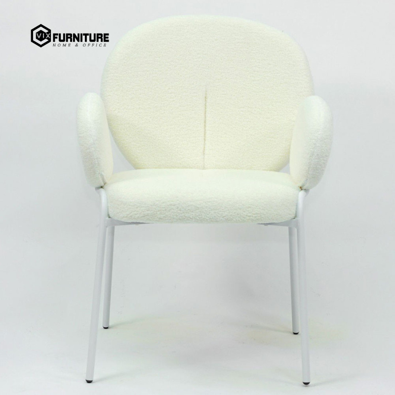 Faux Sheepskin Fabric Chair with Powder-Coated Steel Legs VFCF752