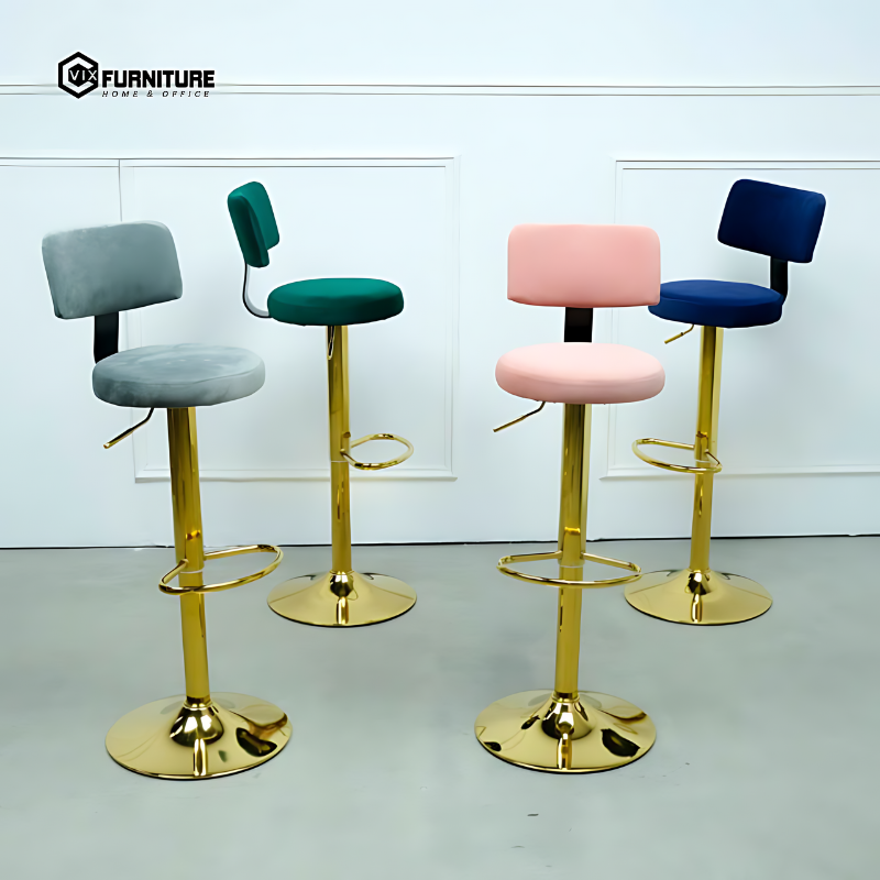 PU Leather Bar Stool with Gold-Plated Legs VFGB064