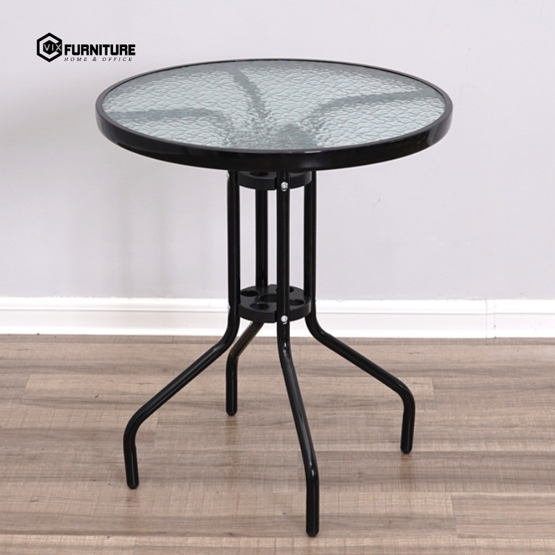 Cast Glass Cafe Table with Steel Legs VFCF262