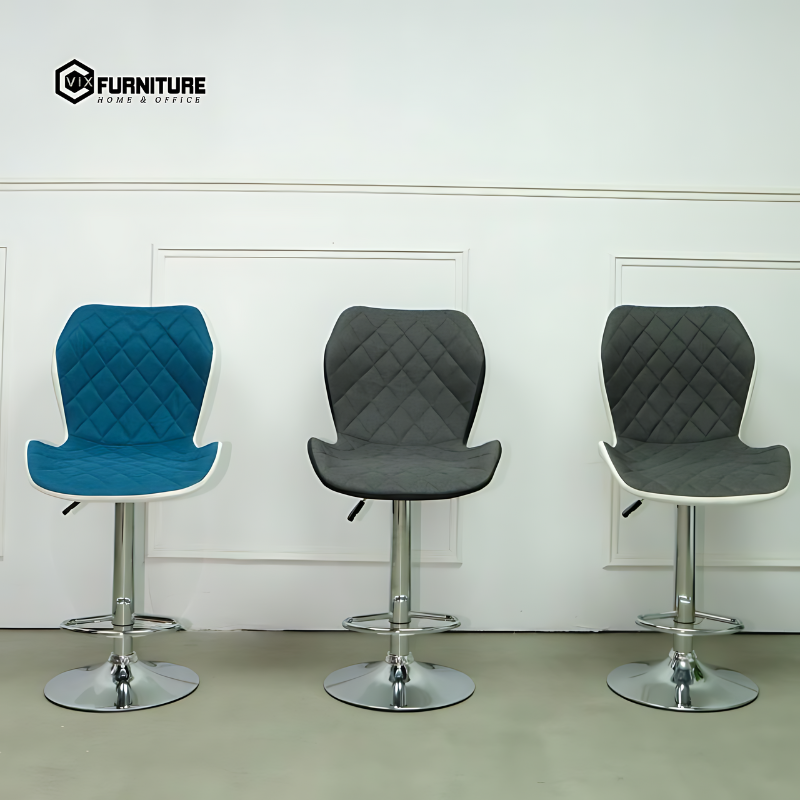 PU Back Bar Stool with Fabric Seat VFGB453