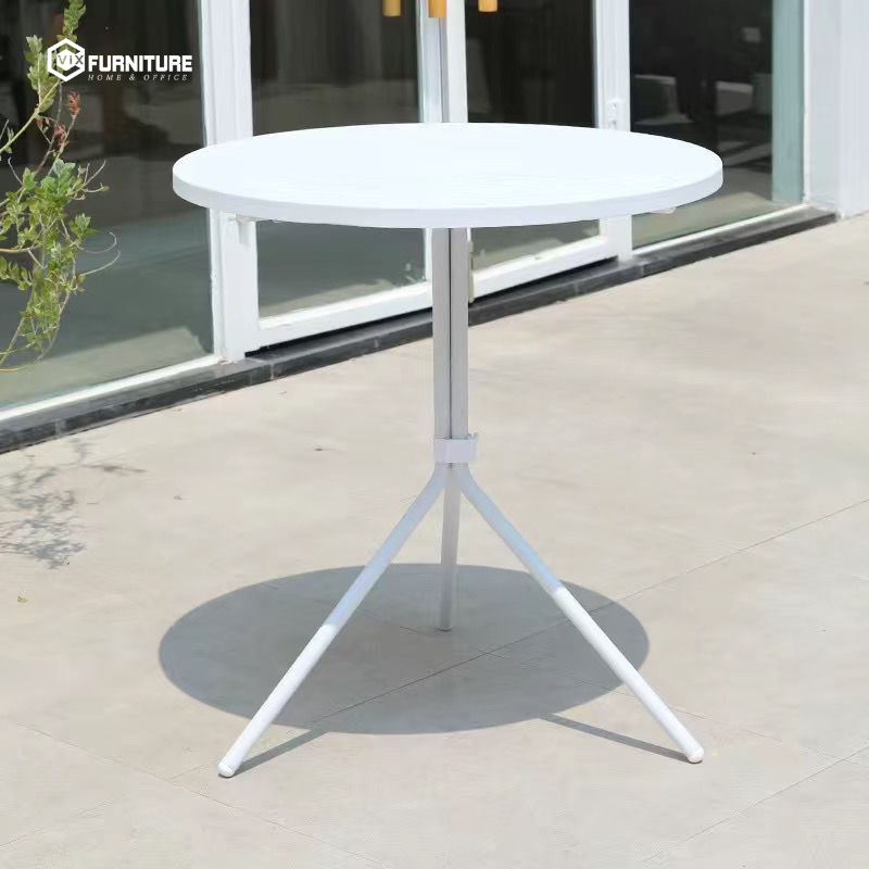 The VFCF260 table features a round, compact design with a moderate diameter, making it ideal for small spaces or outdoor areas