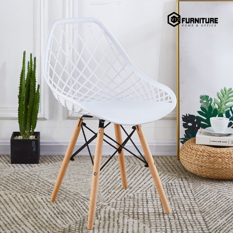 Dining Cafe Chair VFST3012B: Unique Woven Grid Design