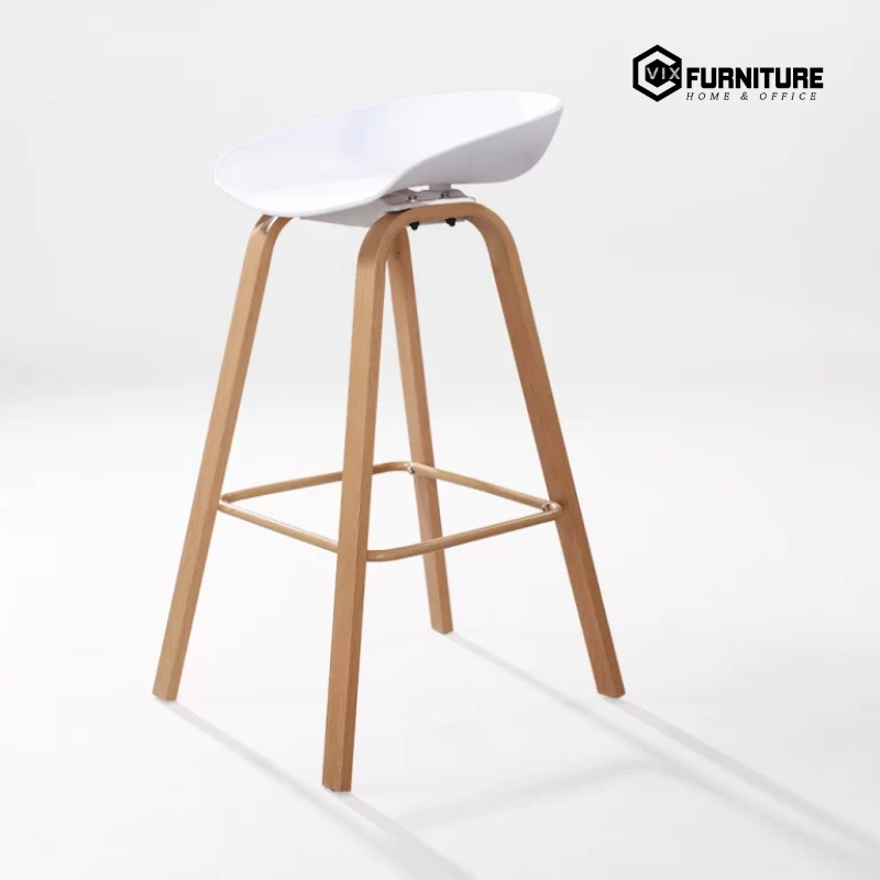 Molded Plastic Bar Stool with Faux Wood Metal Legs VFSTD3020: Solid, Durable Design