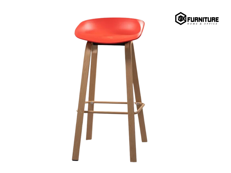 Molded Plastic Bar Stool with Faux Wood Metal Legs VFSTD3020